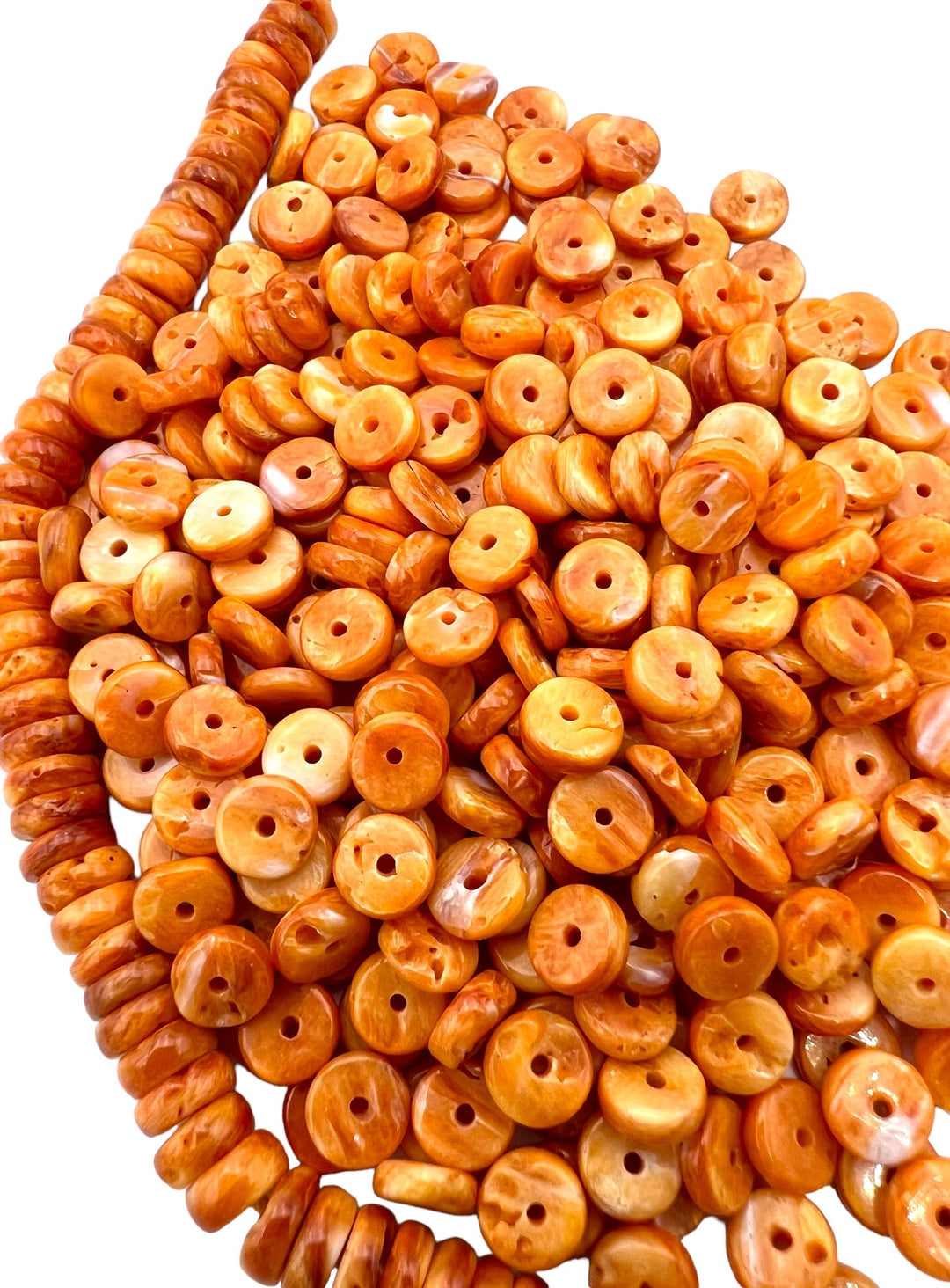 RARE Orange Spiny Oyster 6mm Wheel Beads (Package of 18