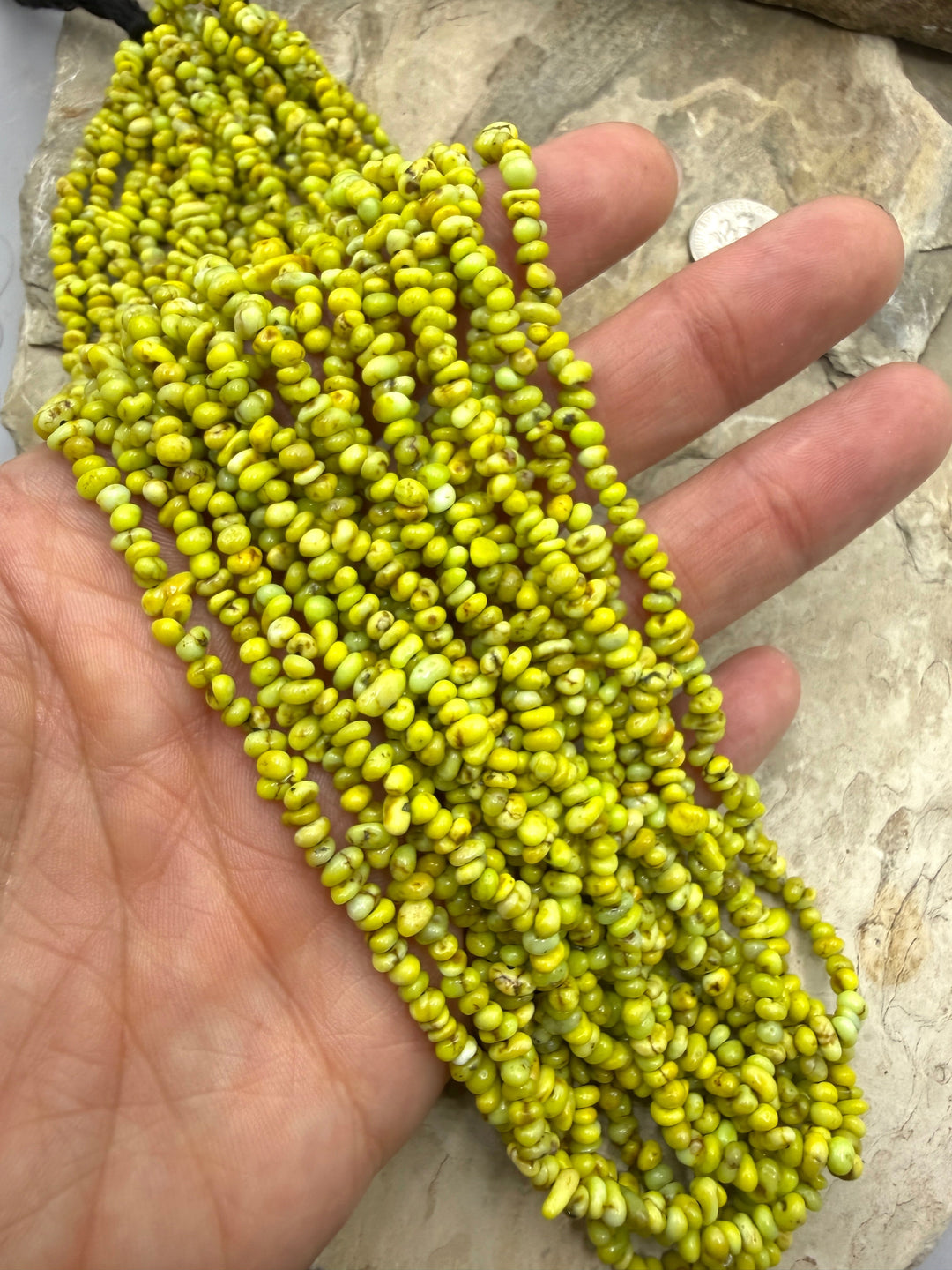 RARE Palomino Variscite 3-4mm Smooth Nugget Bead 18 Inch
