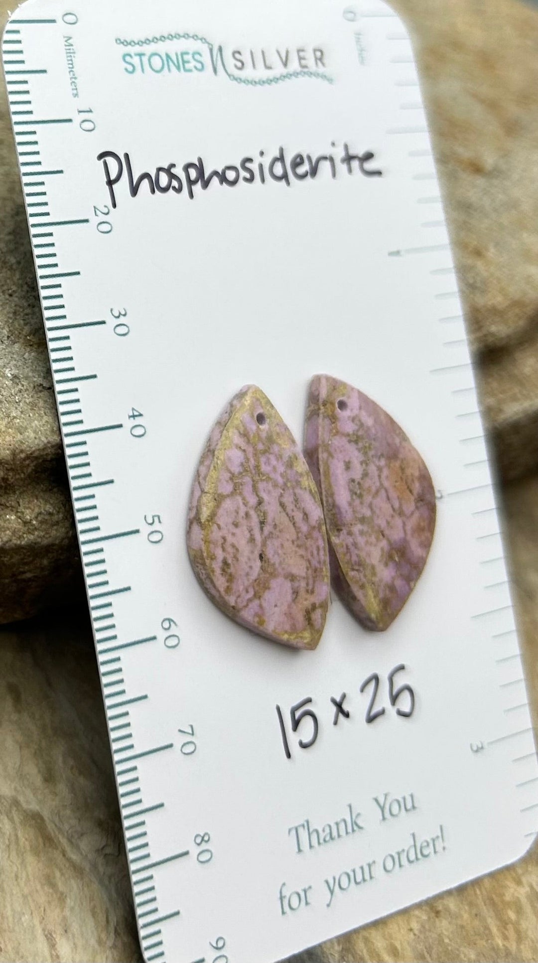 RARE Phosphosiderite Matching Earring Slab Bead Pair