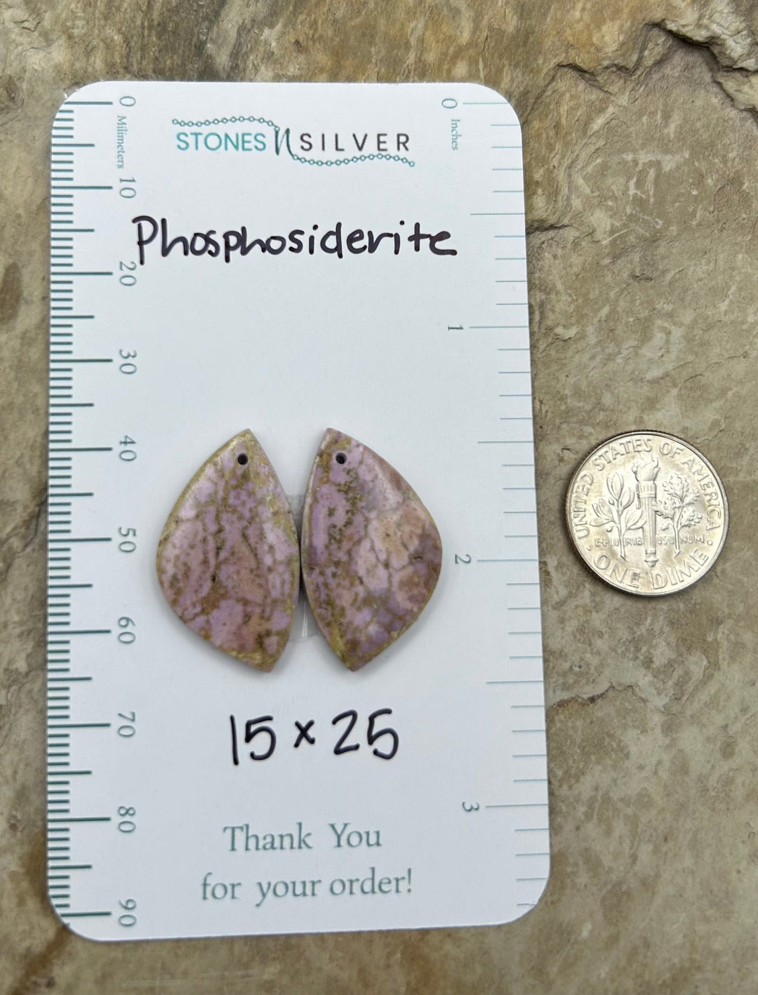 RARE Phosphosiderite Matching Earring Slab Bead Pair