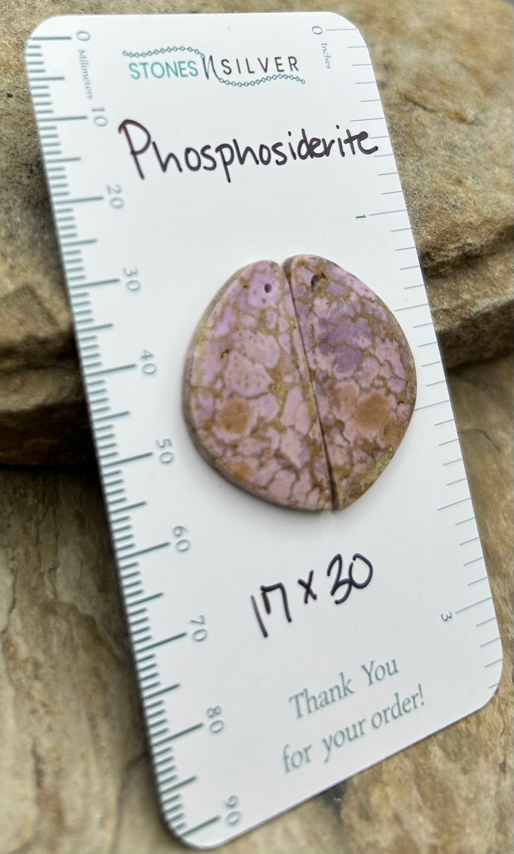 RARE Phosphosiderite Matching Earring Slab Bead Pair