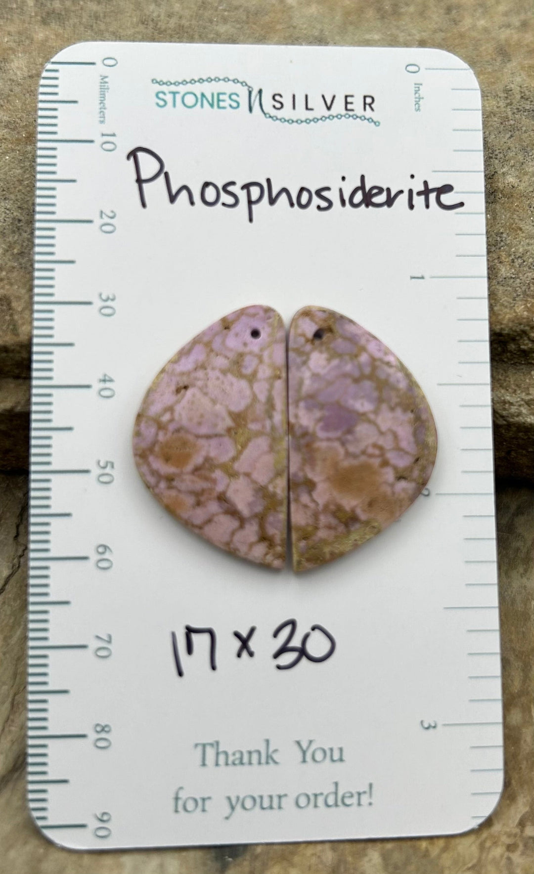 RARE Phosphosiderite Matching Earring Slab Bead Pair