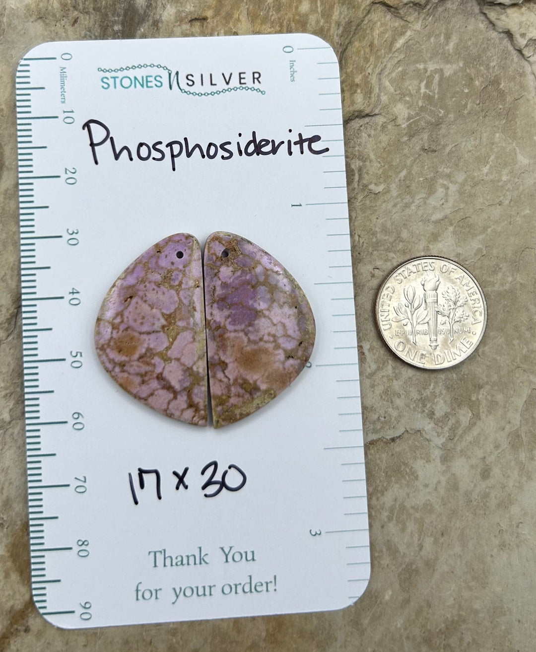 RARE Phosphosiderite Matching Earring Slab Bead Pair