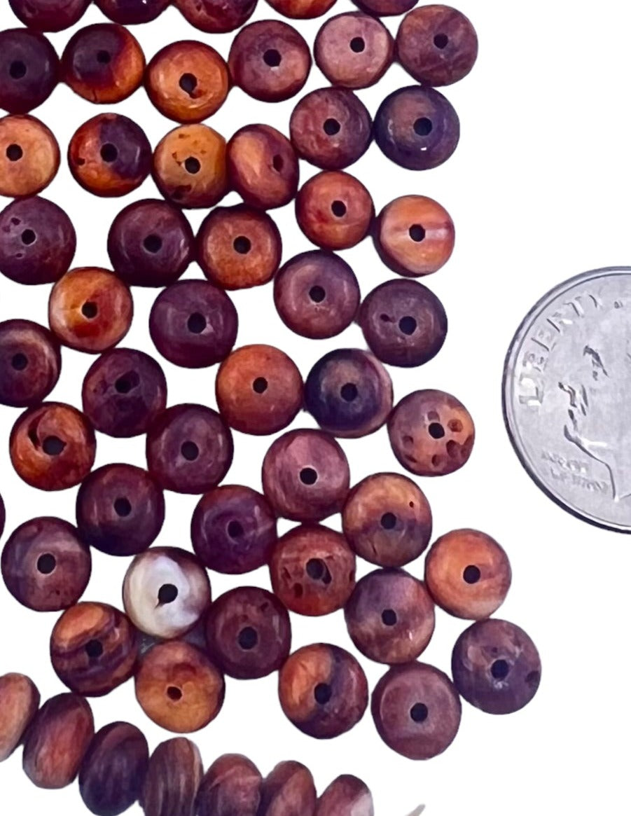 RARE Purple and Orange Spiny Oyster 6mm Rondel Beads