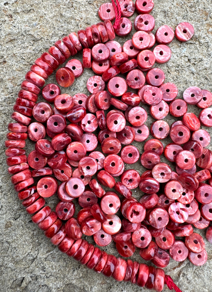 RARE Red/Rust Spiny Oyster Wheel Beads 5mm (package of 18