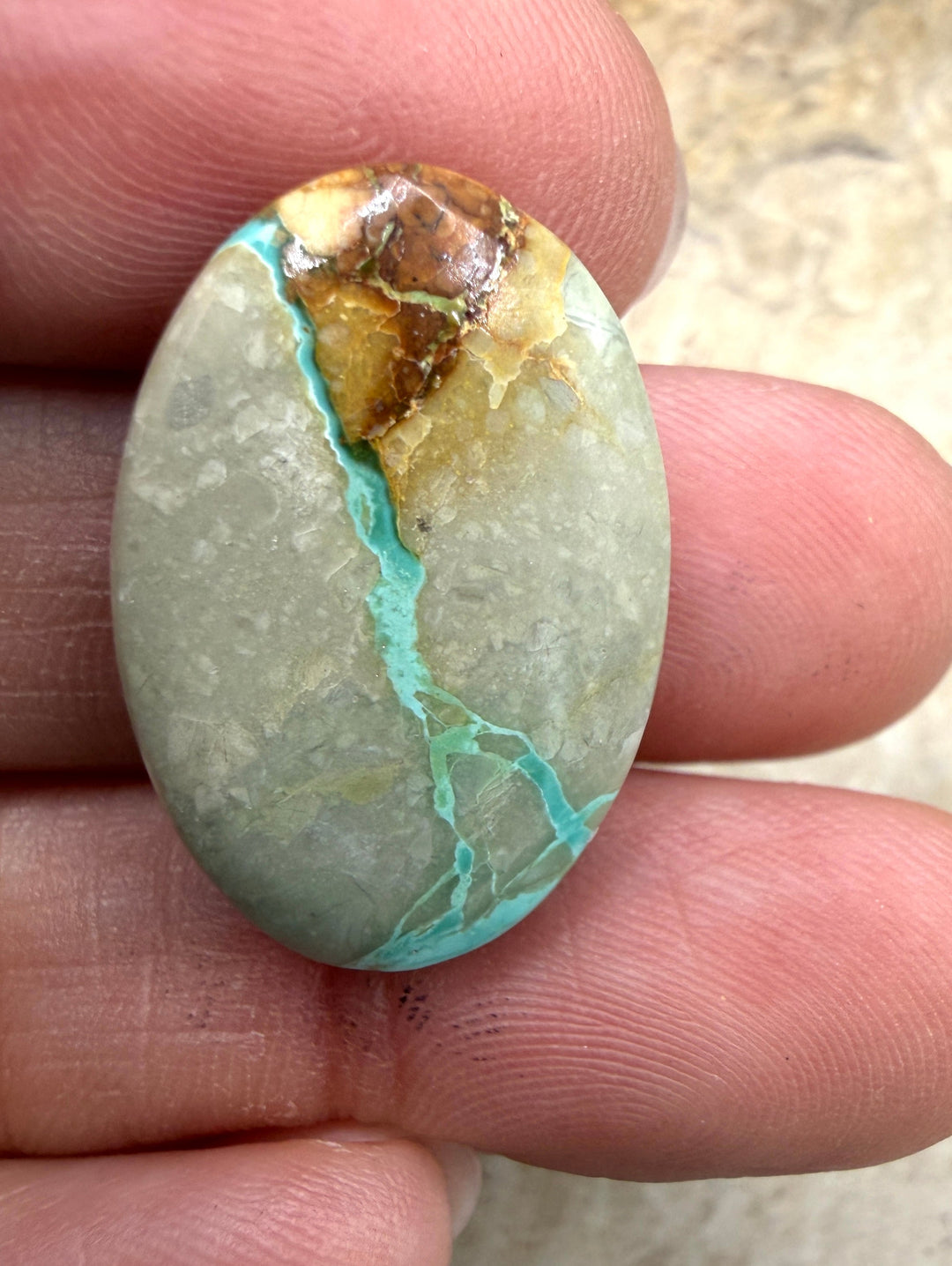 RARE Royston Ribbon Turquoise (NV) 16x24mm Oval Focal Bead