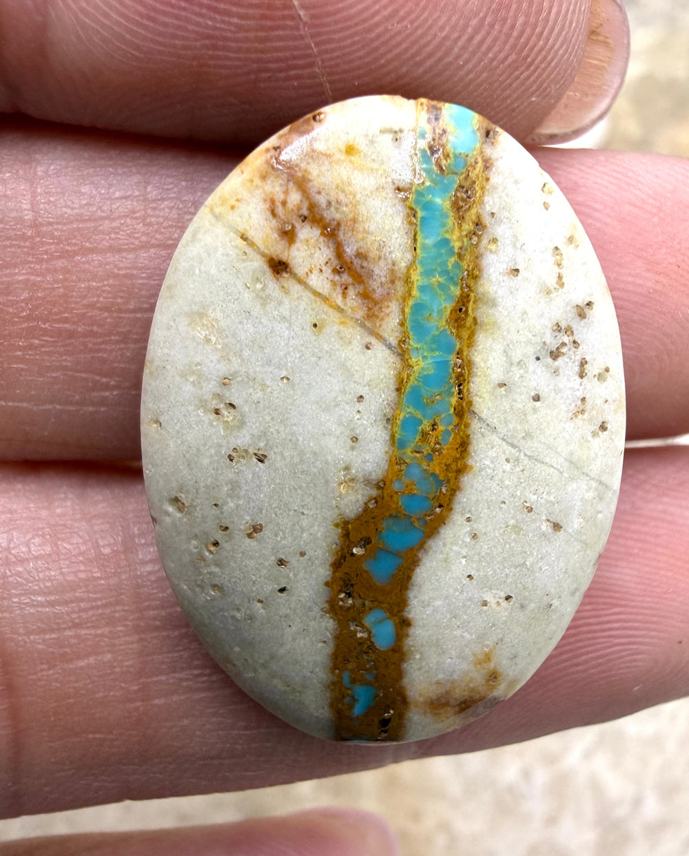 RARE Royston Ribbon Turquoise (NV) 19x27mm Oval Focal Bead
