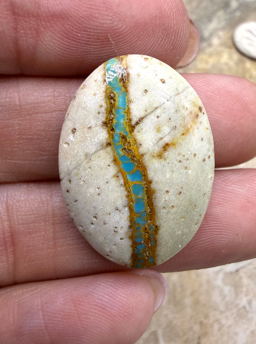 RARE Royston Ribbon Turquoise (NV) 19x27mm Oval Focal Bead