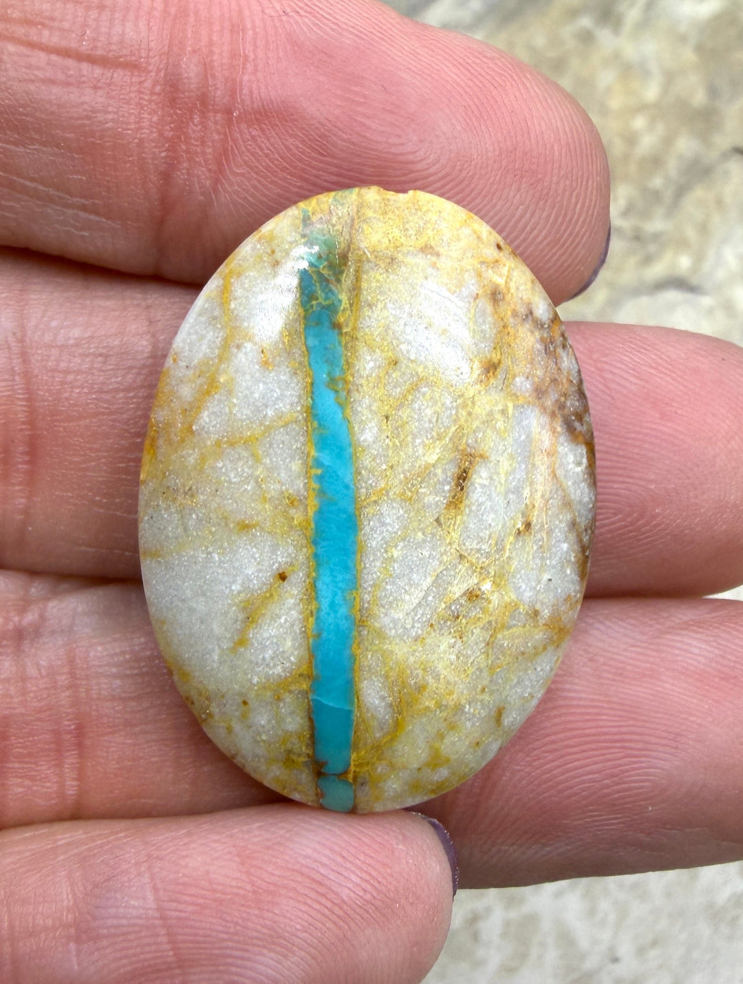 RARE Royston Ribbon Turquoise (NV) 22x29mm Oval Focal Bead