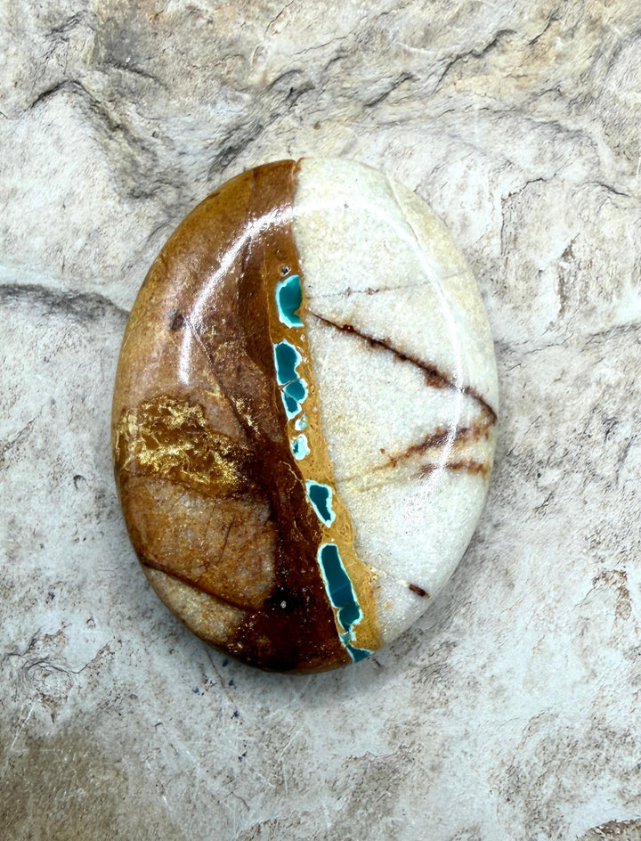 RARE Royston Ribbon Turquoise (NV) 22x30mm Oval Focal Bead