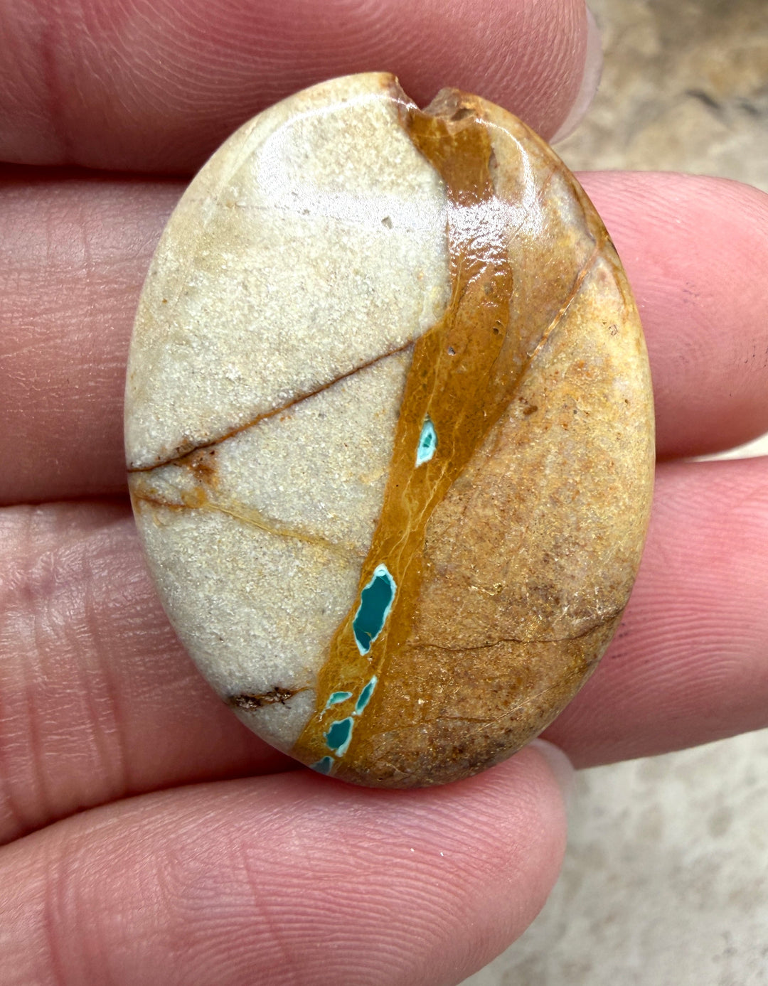 RARE Royston Ribbon Turquoise (NV) 22x30mm Oval Focal Bead