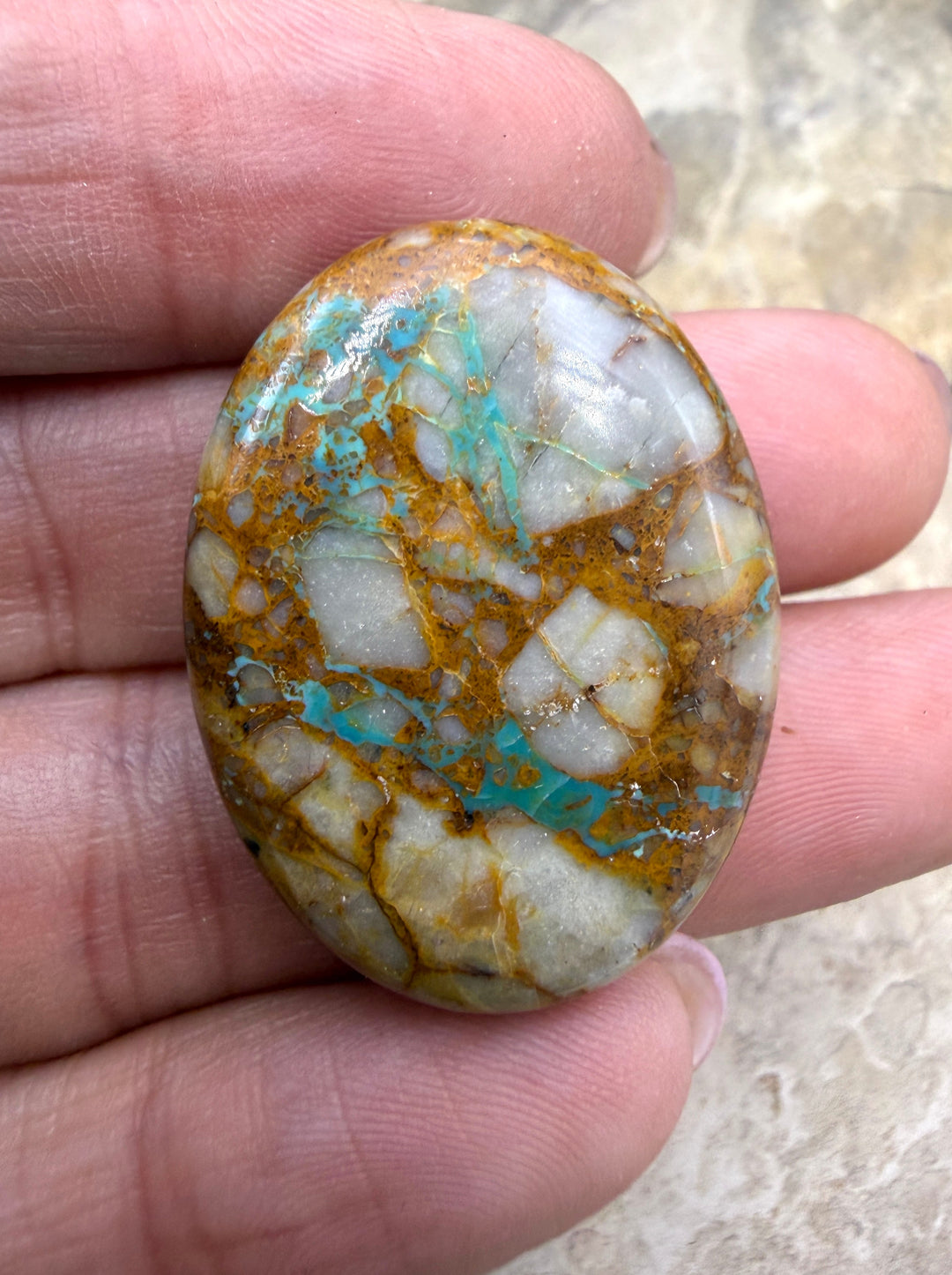 RARE Royston Ribbon Turquoise (NV) 24x32mm BIG Oval Focal