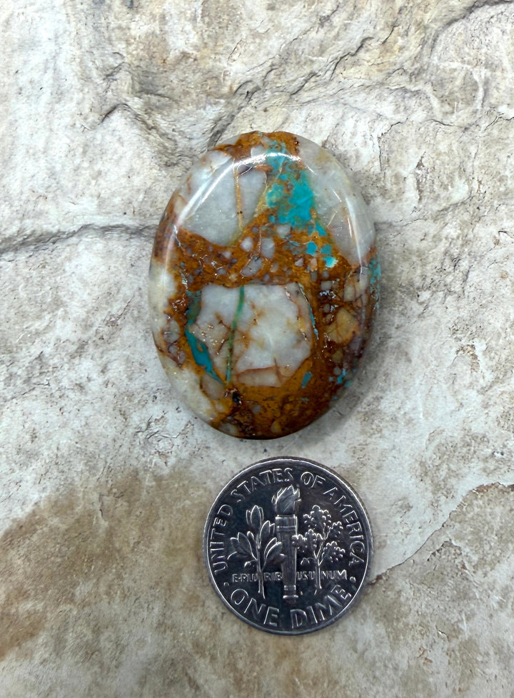 RARE Royston Ribbon Turquoise (NV) 24x32mm Oval Focal Bead