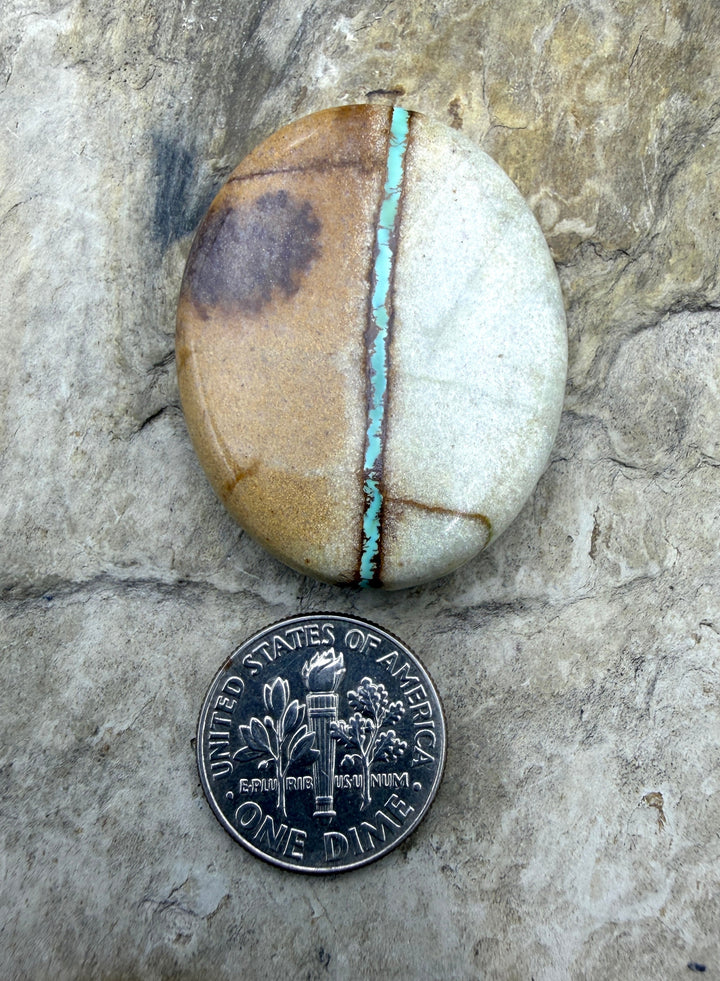 RARE Royston Ribbon Turquoise (NV) 28x36mm BIG Oval Focal