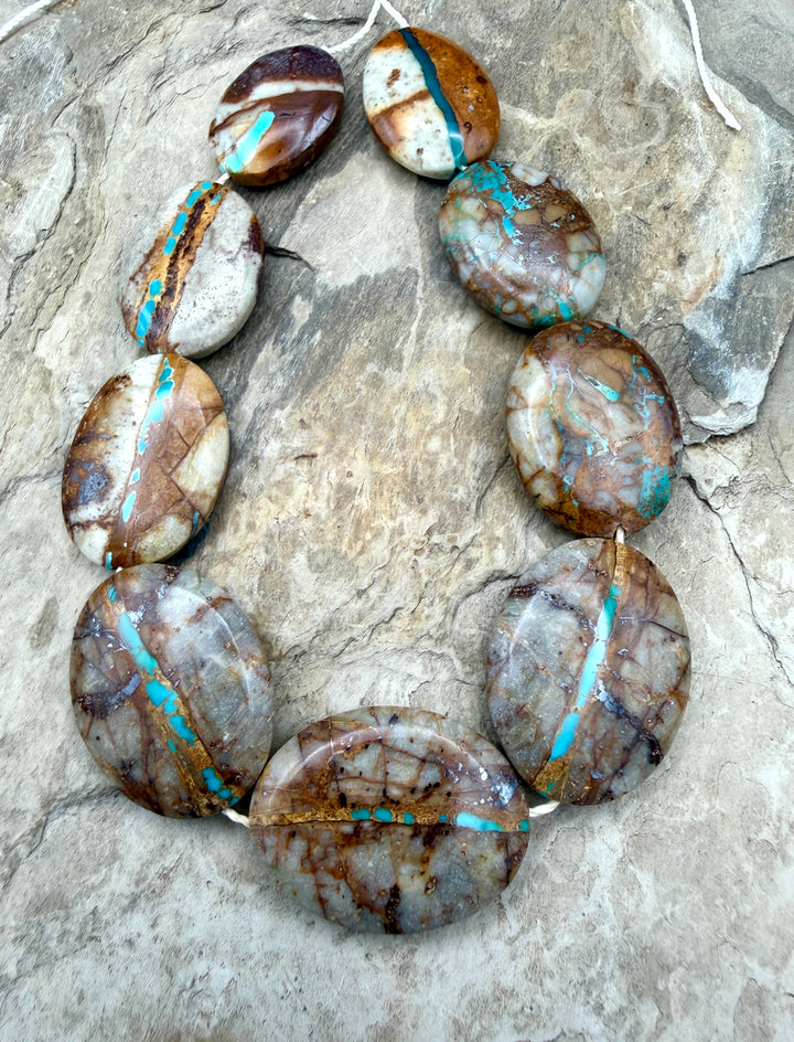 RARE Royston Ribbon Turquoise (NV) Handcut Graduated Oval