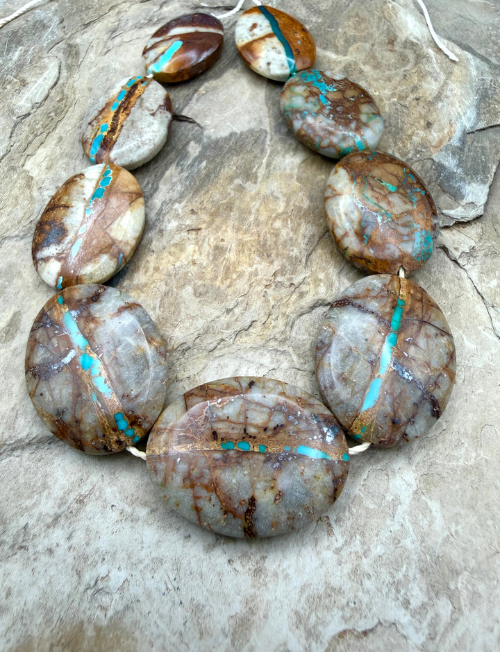 RARE Royston Ribbon Turquoise (NV) Handcut Graduated Oval