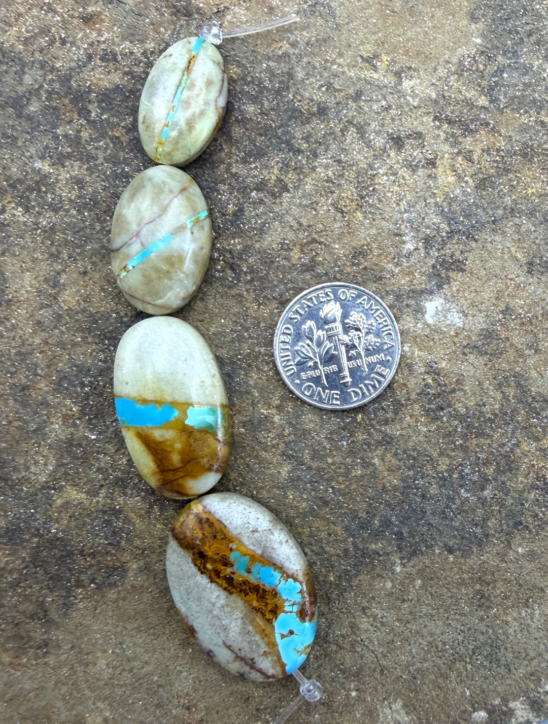 RARE Royston Ribbon Turquoise (NV) Handcut Graduated Oval
