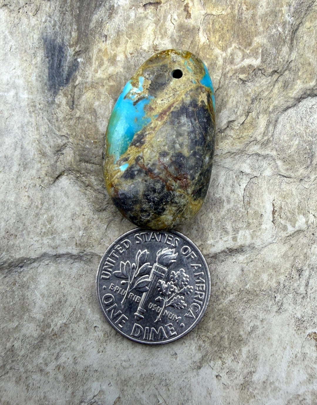RARE Royston Turquoise (NV) Focal Pendant Bead 17x28x6mm