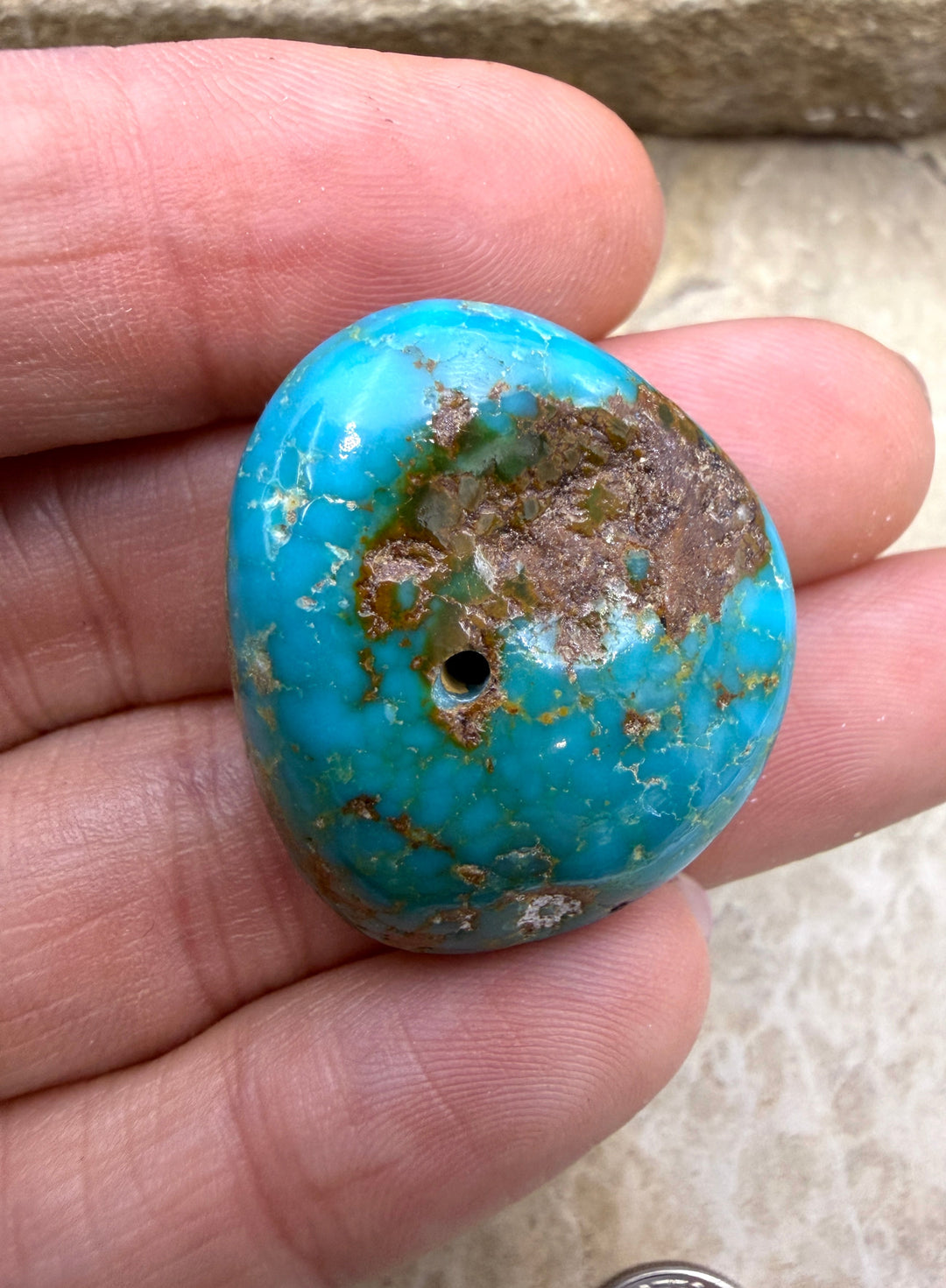 RARE Royston Turquoise (NV) HUGE Focal Bead 25x30x12mm