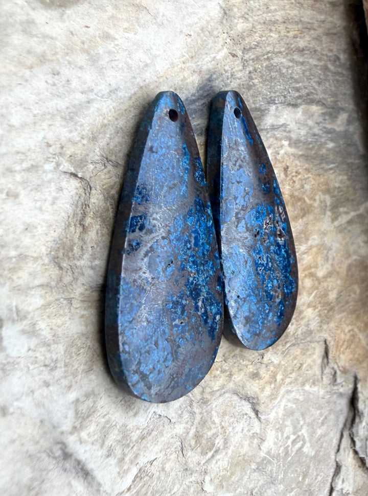 RARE Shattukckite (Arizona) Earring Bead Slab Pair 16x34mm