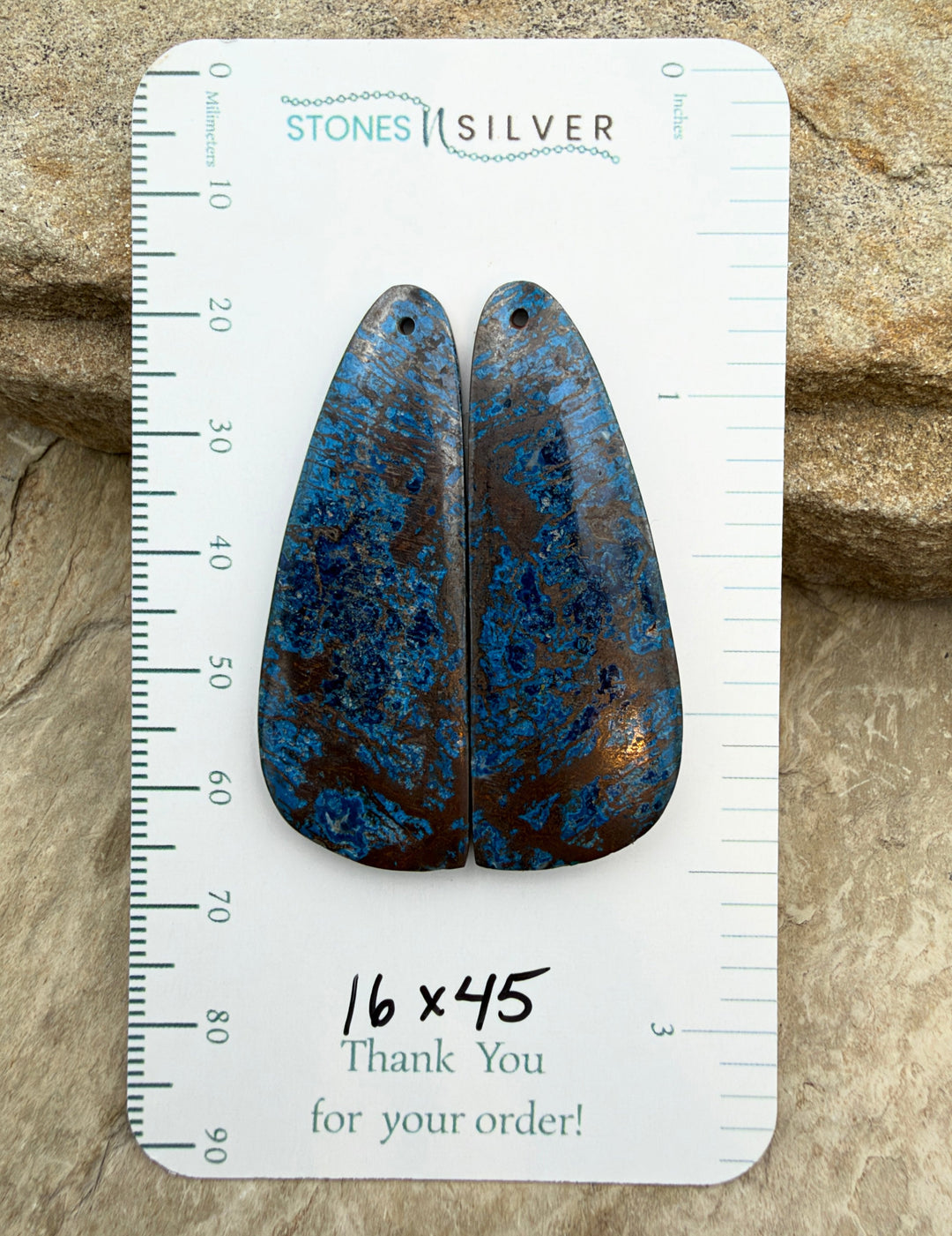RARE Shattukckite (Arizona) Earring Bead Slab Pair 16x45mm