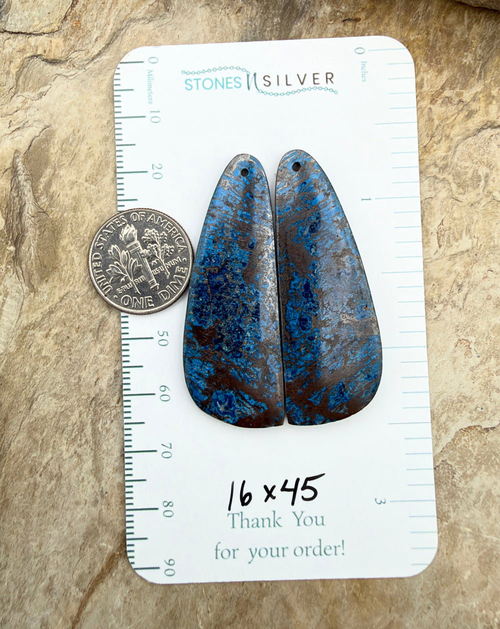 RARE Shattukckite (Arizona) Earring Bead Slab Pair 16x45mm