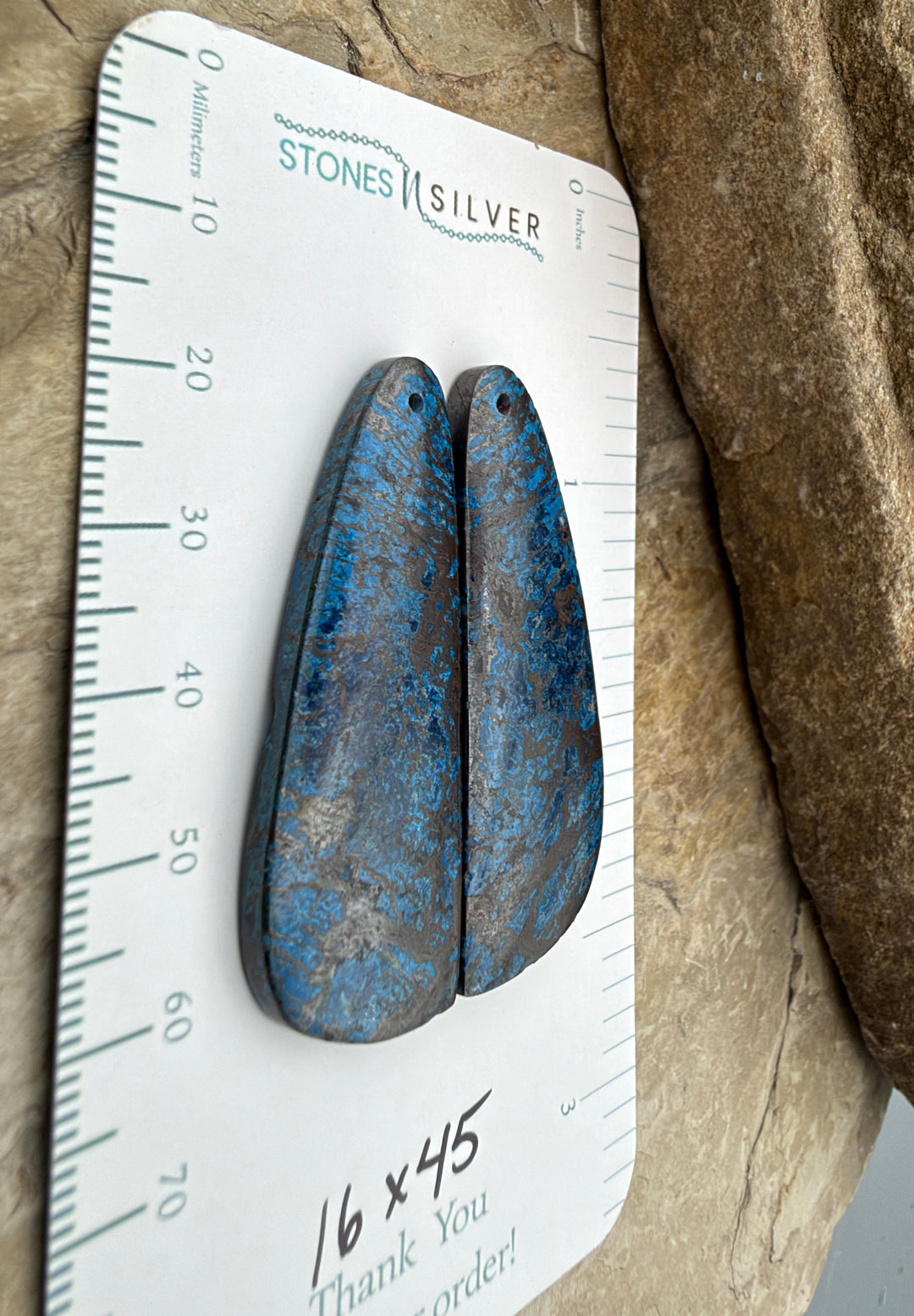 RARE Shattukckite (Arizona) Earring Bead Slab Pair 16x45mm