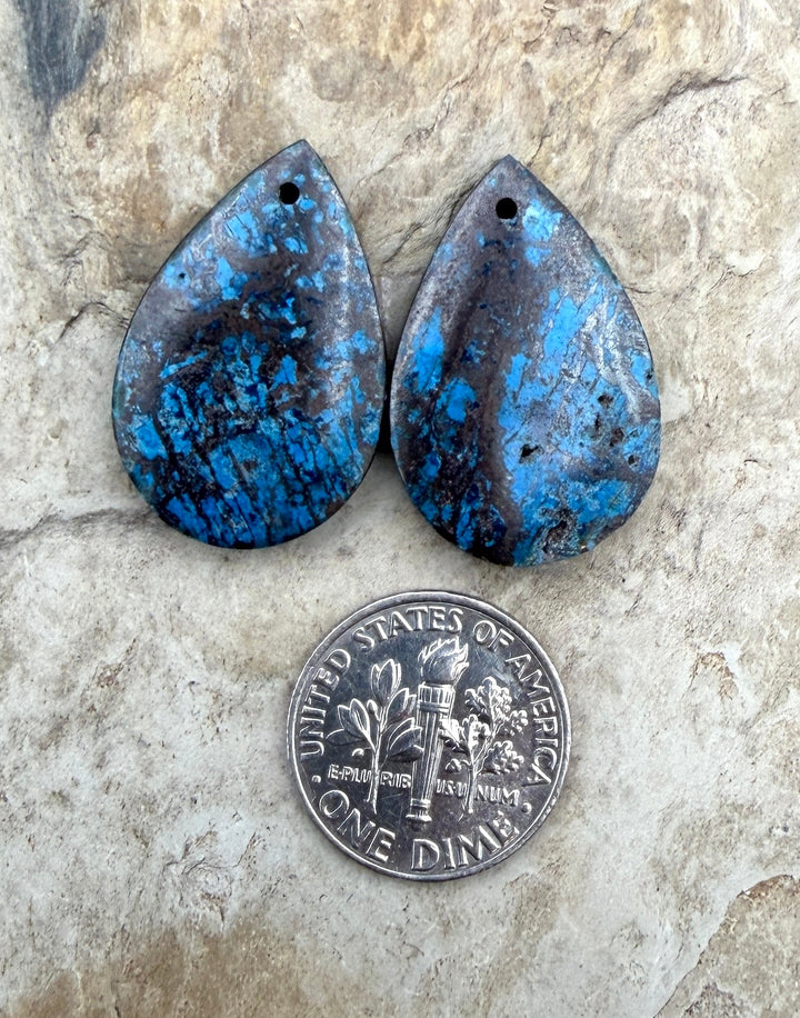 RARE Shattukckite (Arizona) Earring Bead Slab Pair 17x26mm