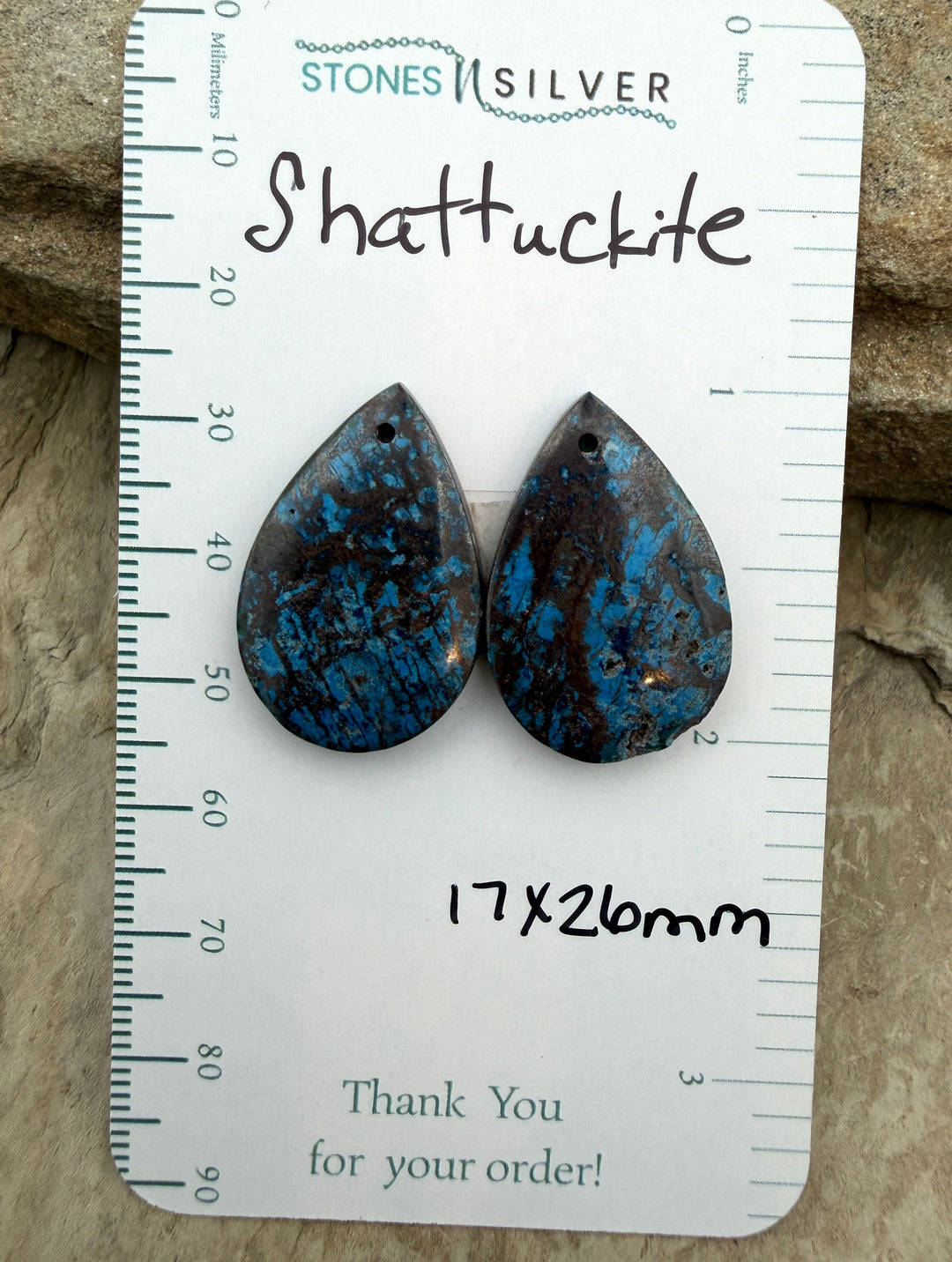 RARE Shattukckite (Arizona) Earring Bead Slab Pair 17x26mm