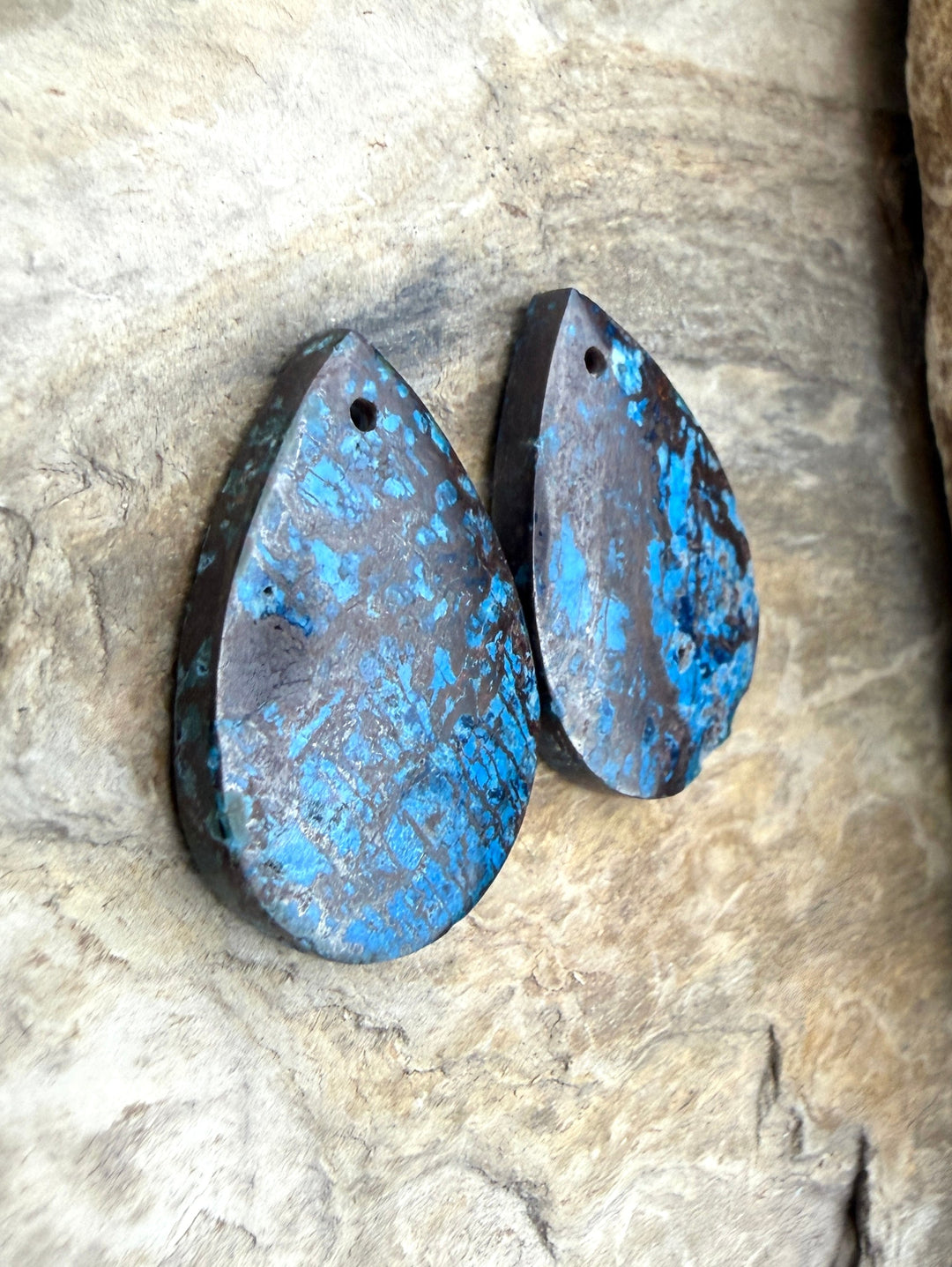RARE Shattukckite (Arizona) Earring Bead Slab Pair 17x26mm