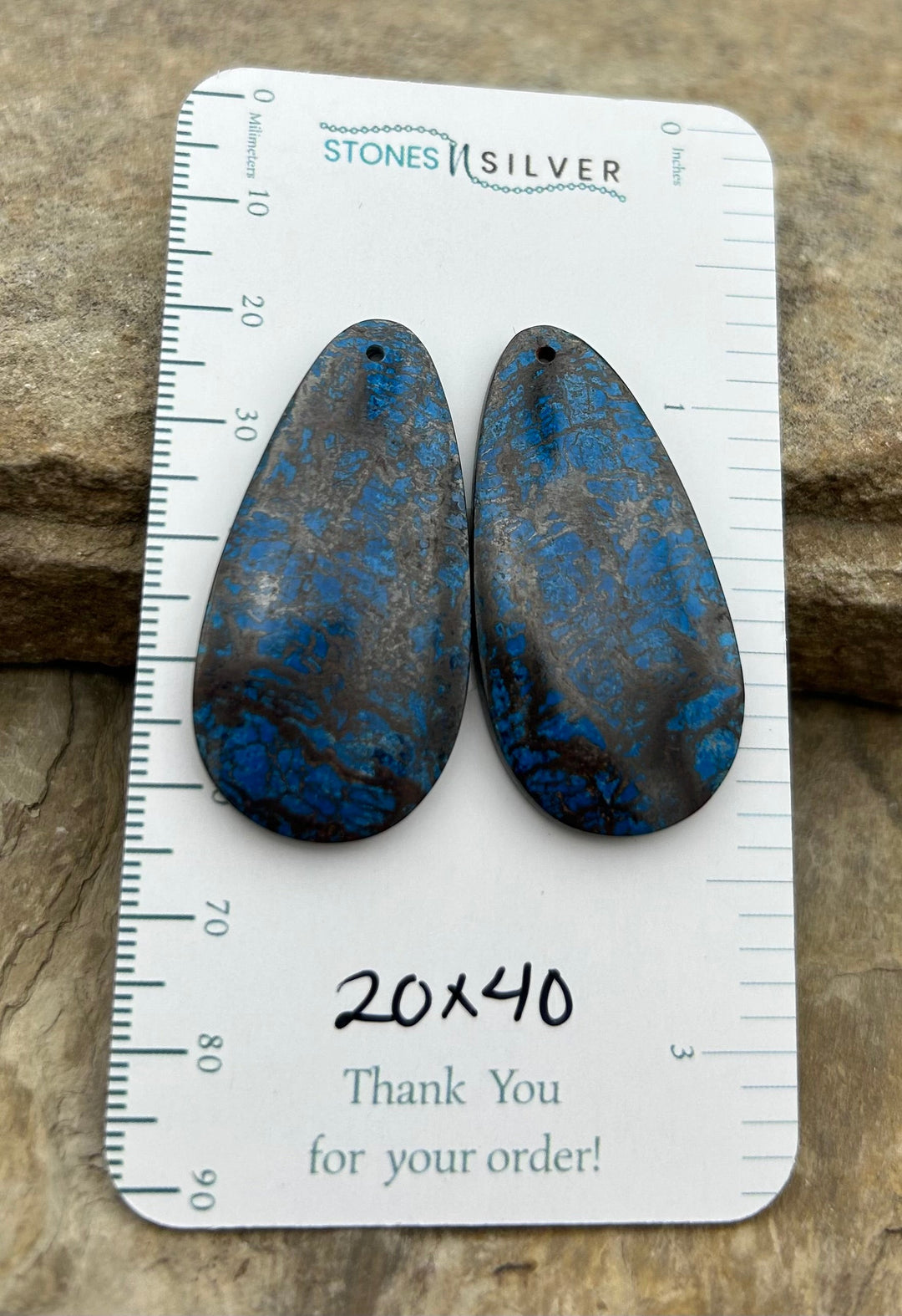 RARE Shattukckite (Arizona) Earring Bead Slab Pair 20x40mm