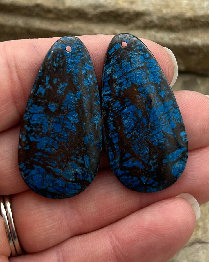 RARE Shattukckite (Arizona) Earring Bead Slab Pair 20x40mm
