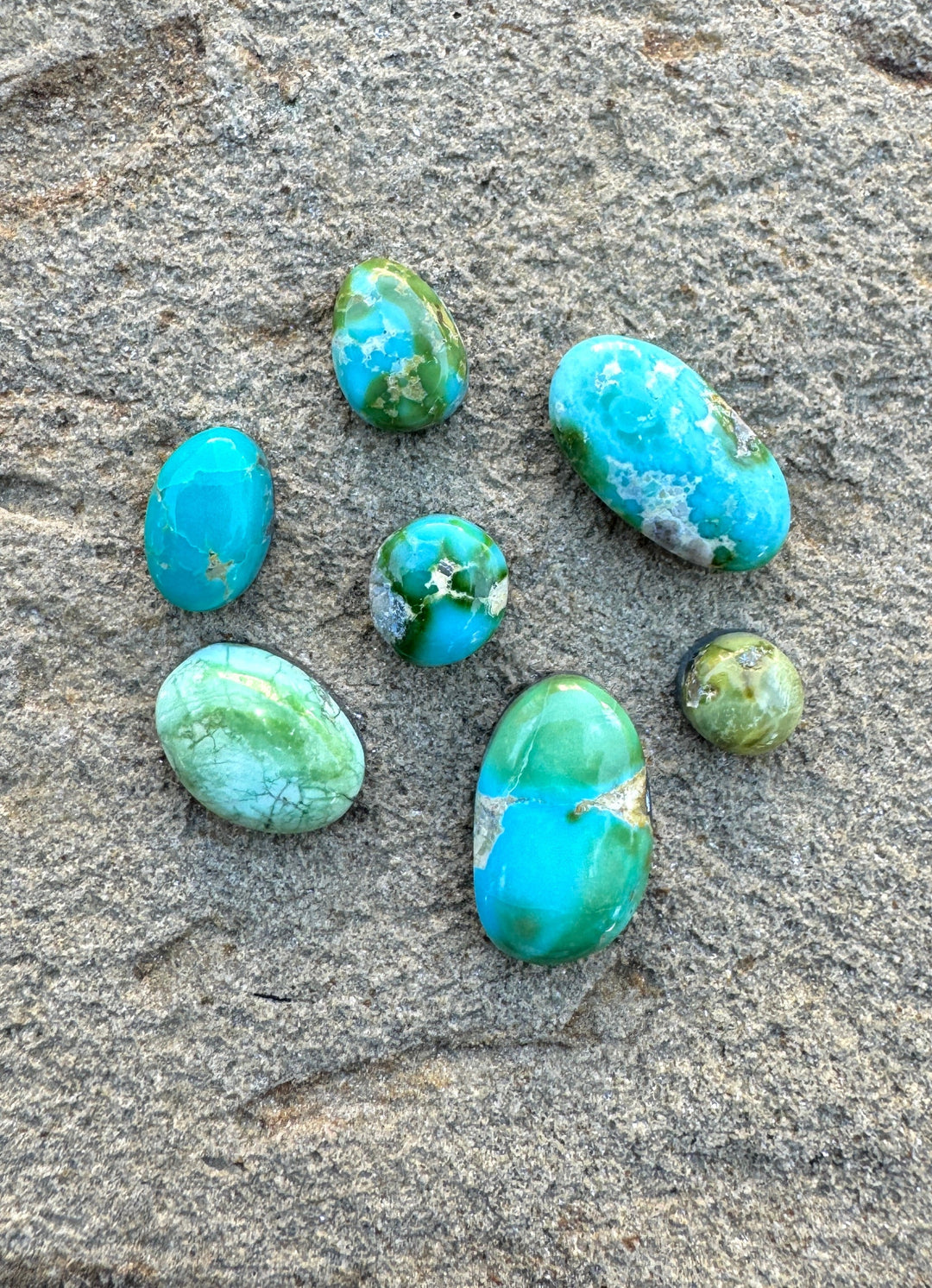 RARE Sonoran Gold Turquoise (Mex) Mini Cabochons Lot of 7