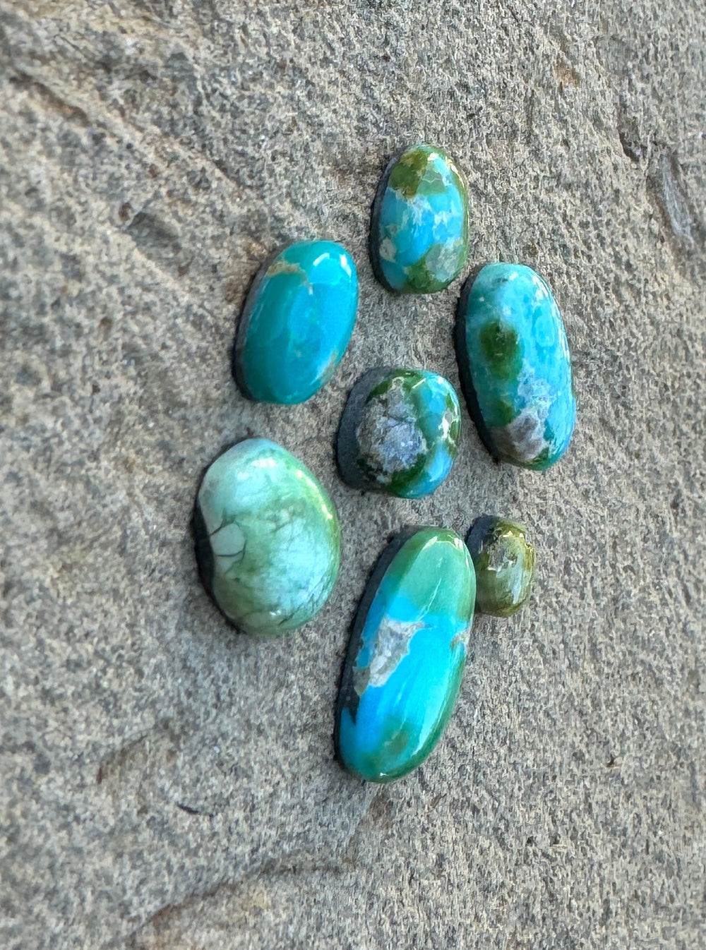 RARE Sonoran Gold Turquoise (Mex) Mini Cabochons Lot of 7