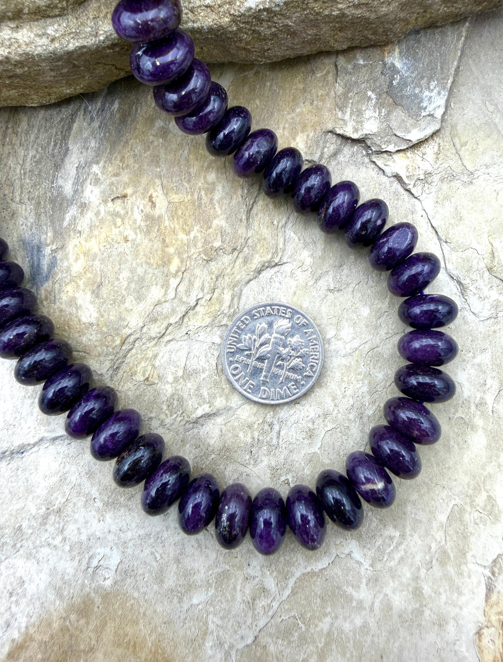 RARE Sugilite (South Africa) 10mm Rondelle Beads 15.5 Inch