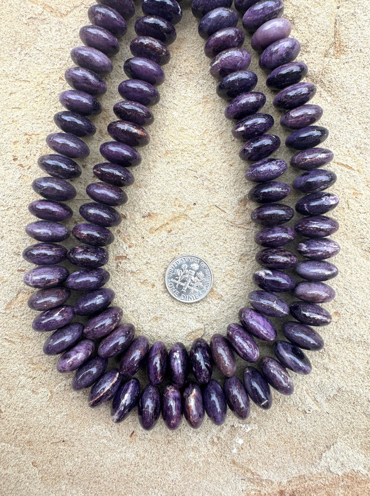 RARE Sugilite (South Africa) 15x8mm Rondelle Beads 16 Inch