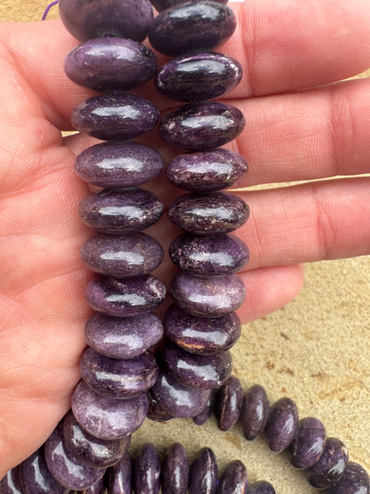 RARE Sugilite (South Africa) 15x8mm Rondelle Beads 16 Inch