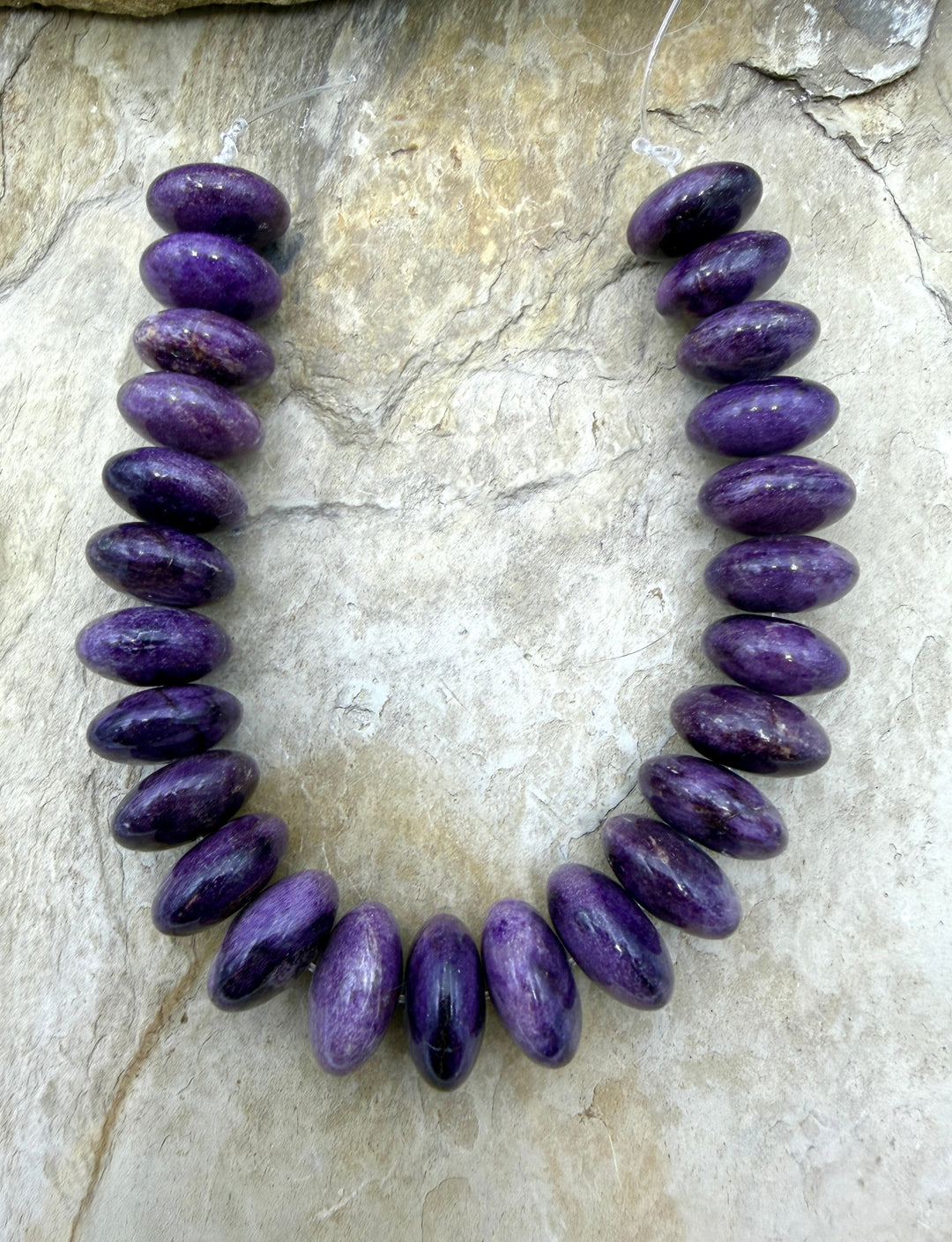 RARE Sugilite (South Africa) BIG Rondelle Beads 15x8mm 7.5