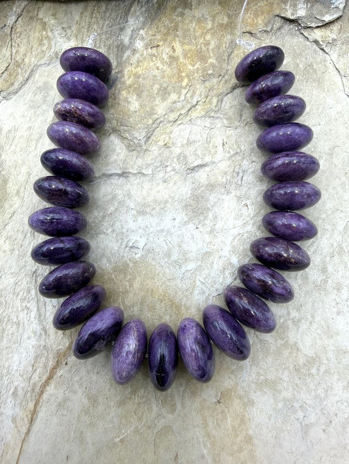 RARE Sugilite (South Africa) BIG Rondelle Beads 15x8mm 7.5