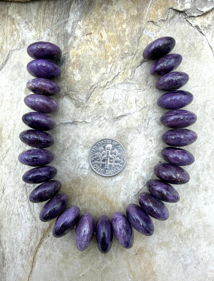 RARE Sugilite (South Africa) BIG Rondelle Beads 15x8mm 7.5