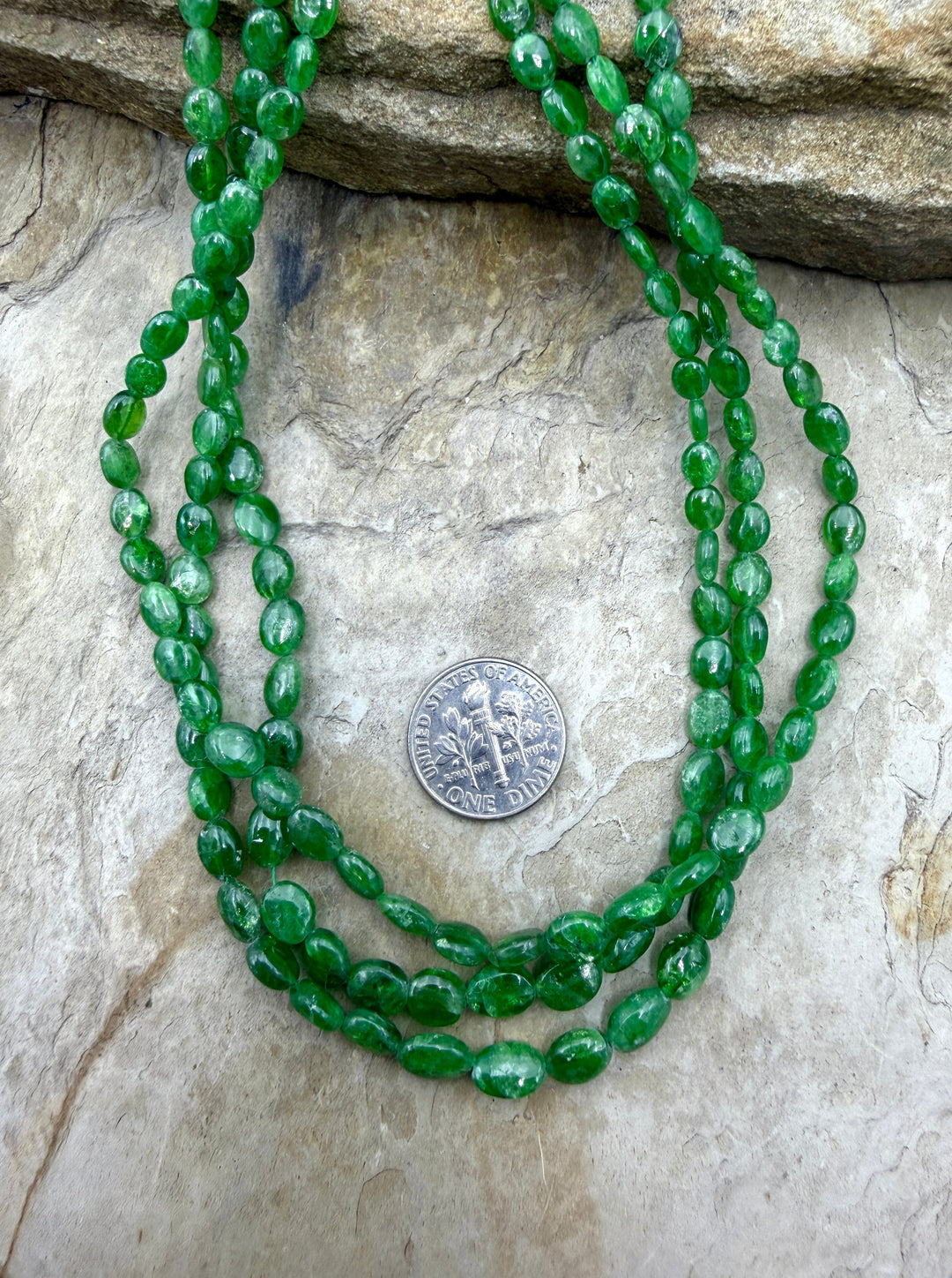 RARE Tsavorite Graduated (3x4mm-5x6mm) Oval Bead Strand 18