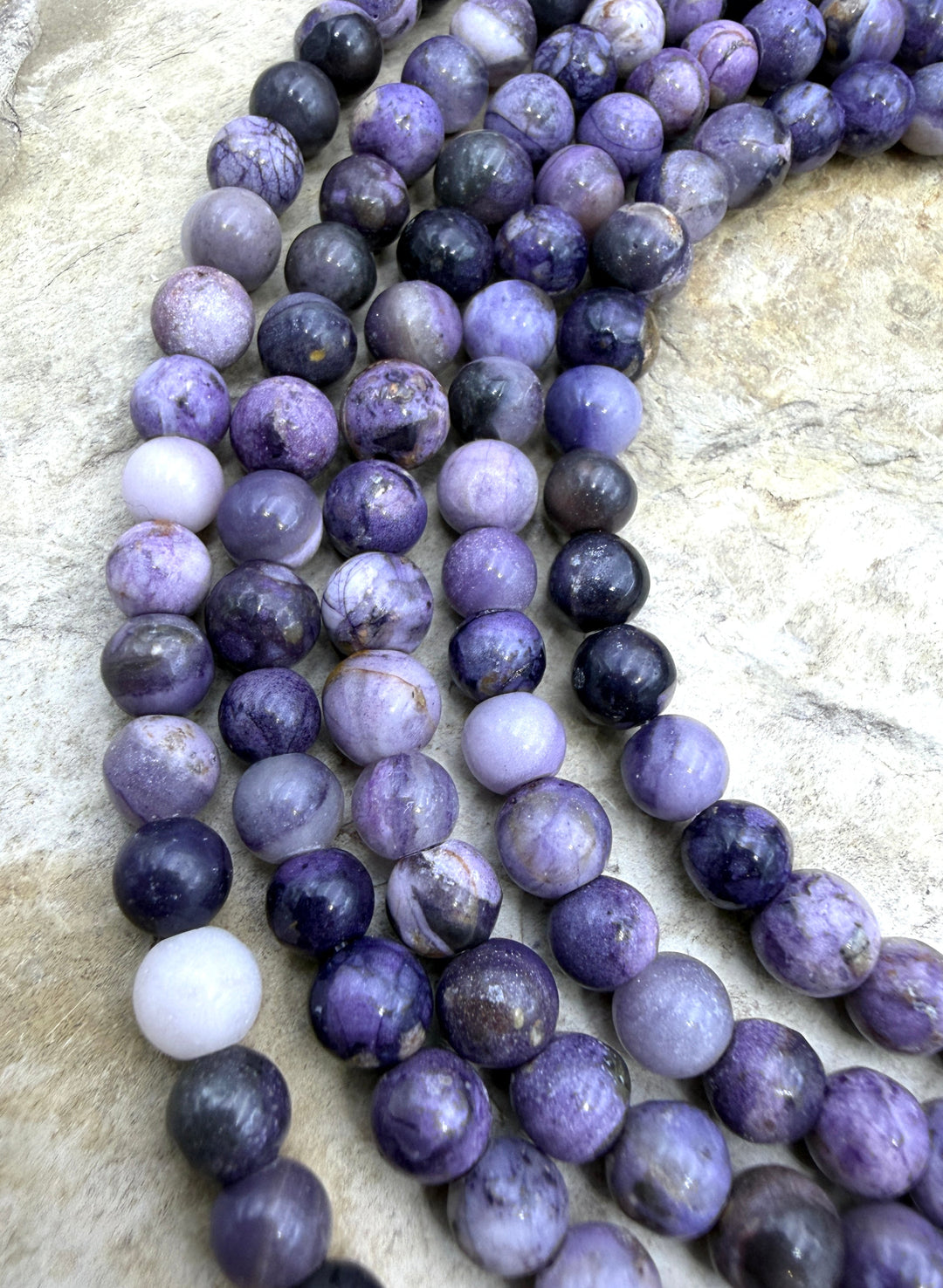 RARE Utah Tiffany Stone 6mm Round Beads 8 Inch Strand