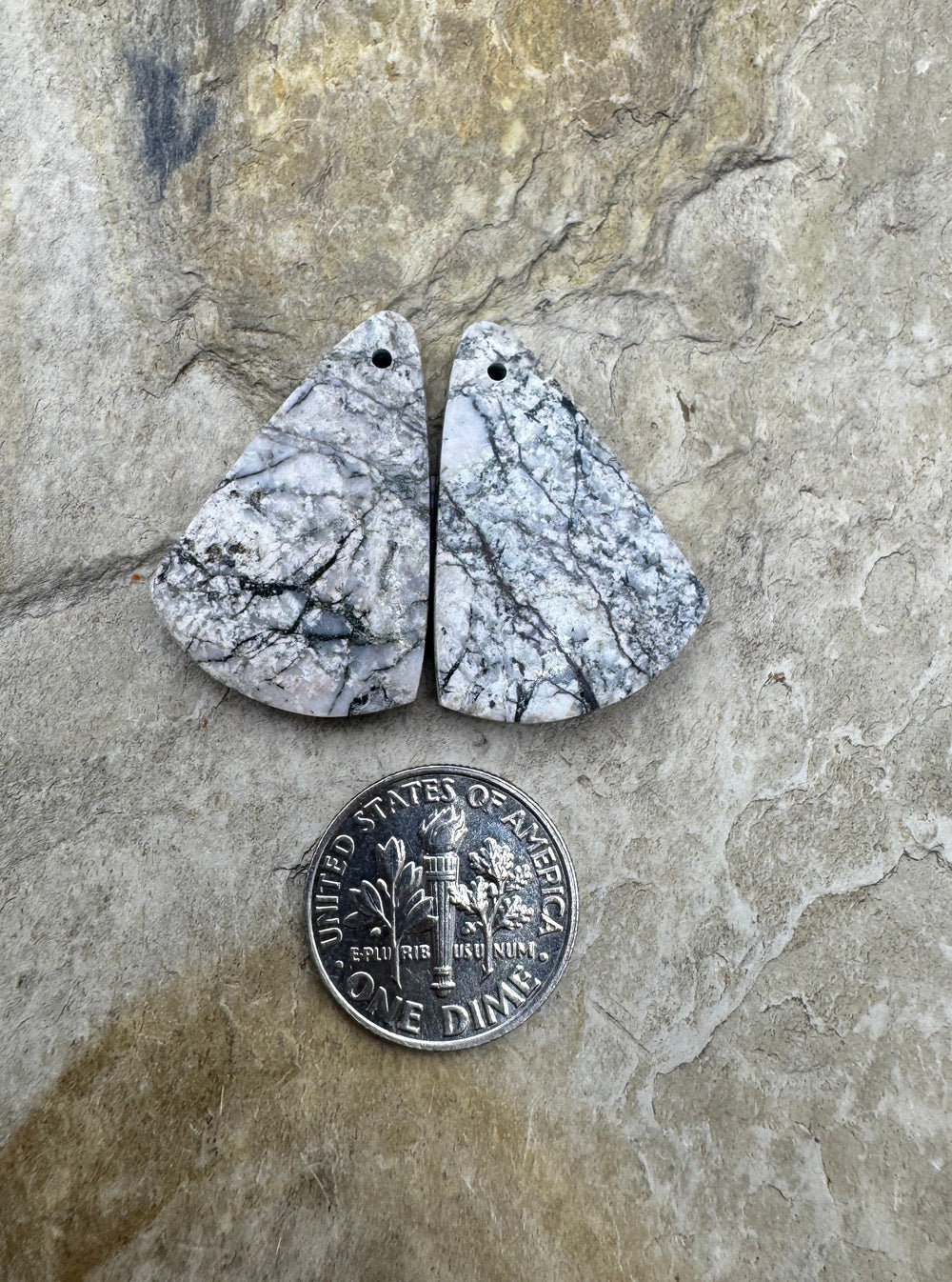 RARE White Buffalo (Arizona) Matching Earring Slab Bead