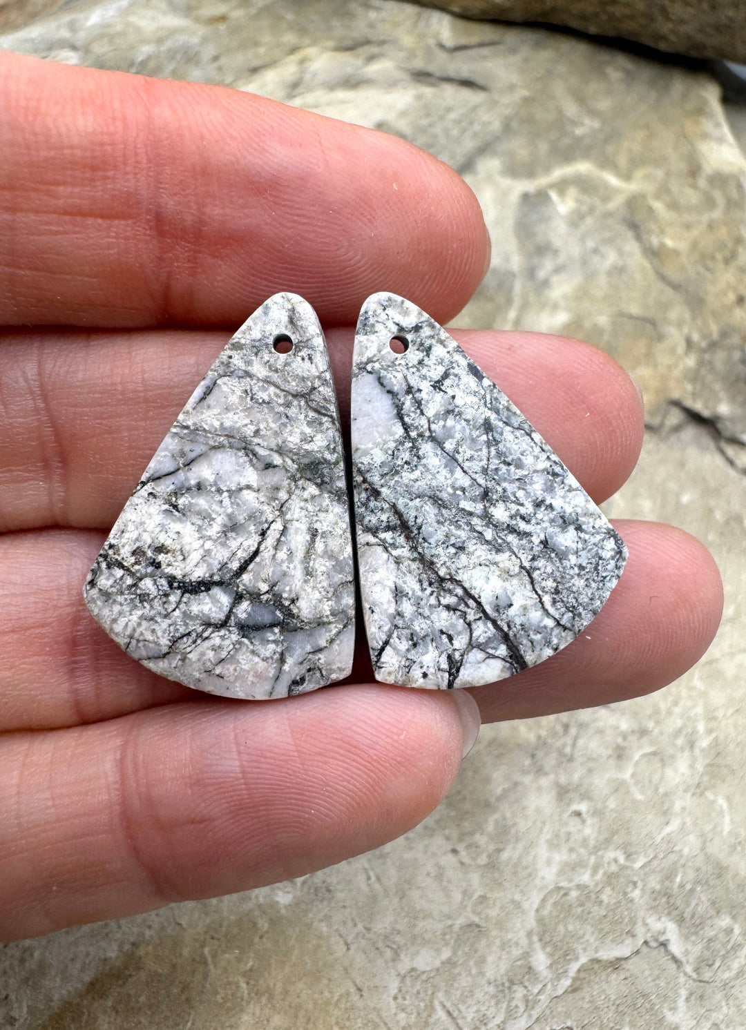 RARE White Buffalo (Arizona) Matching Earring Slab Bead