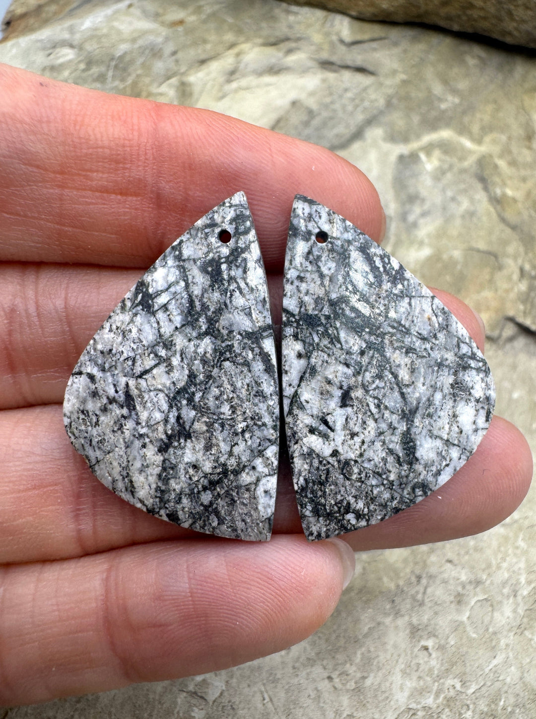 RARE White Buffalo (Arizona) Matching Earring Slab Bead