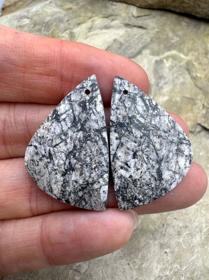 RARE White Buffalo (Arizona) Matching Earring Slab Bead