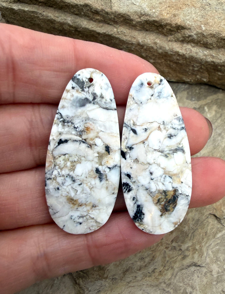 RARE White Buffalo (Nevada) Composite BIG Earring Bead Slab