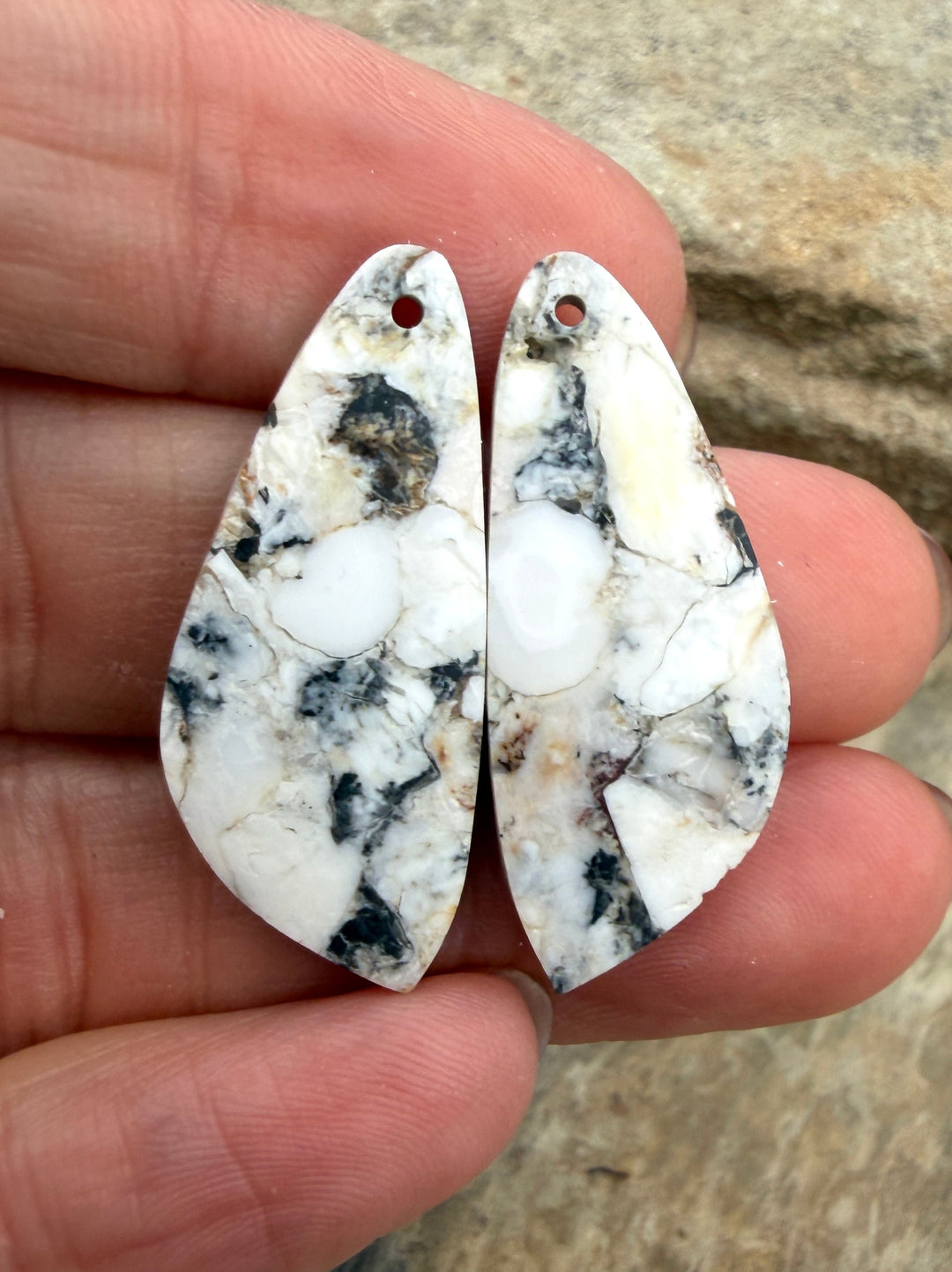 RARE White Buffalo (Nevada) Composite Earring Bead Slab