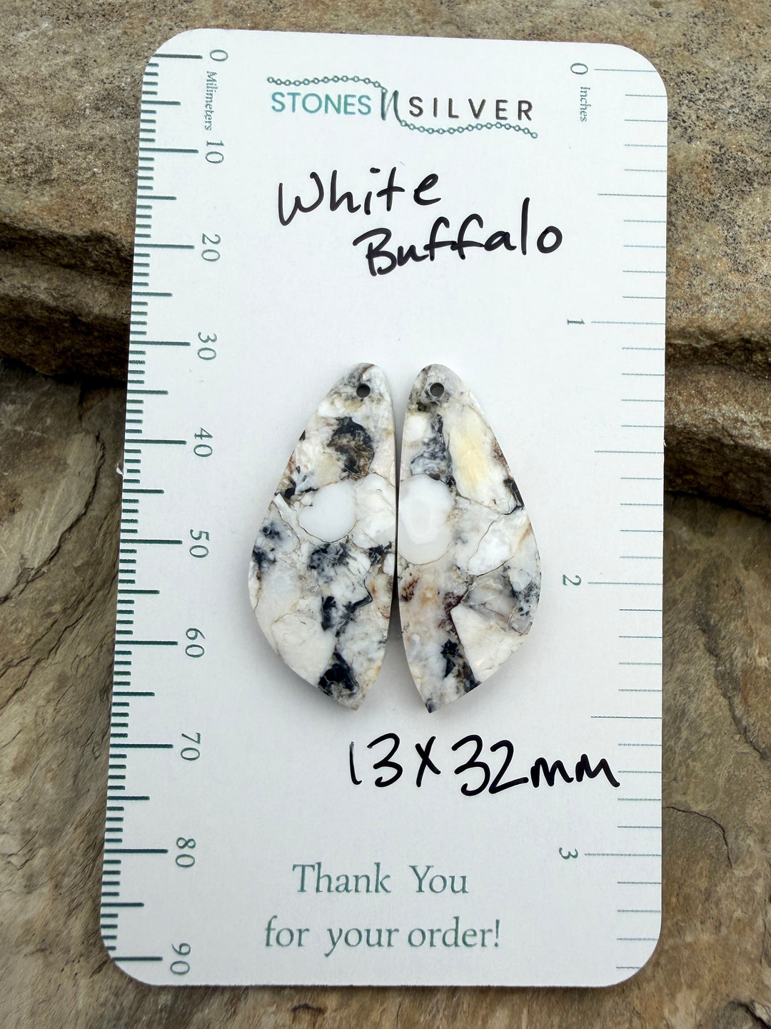 RARE White Buffalo (Nevada) Composite Earring Bead Slab