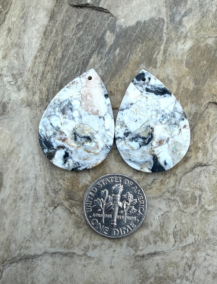 RARE White Buffalo (Nevada) Composite Earring Bead Slab